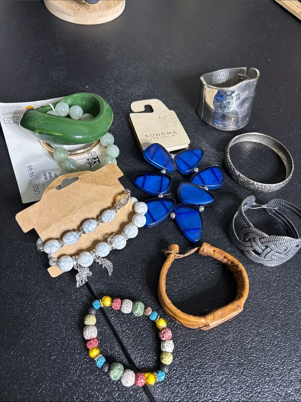 Bundle H&M Sonoma 8 Blue Stone Statement Necklace and Mixed Bracelet Set